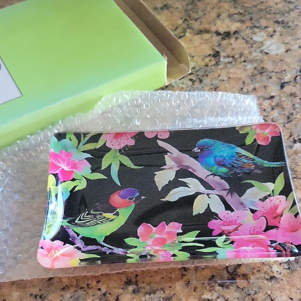 Soap Dish Floral Bird Design Bath Accessory Tray. Nwt